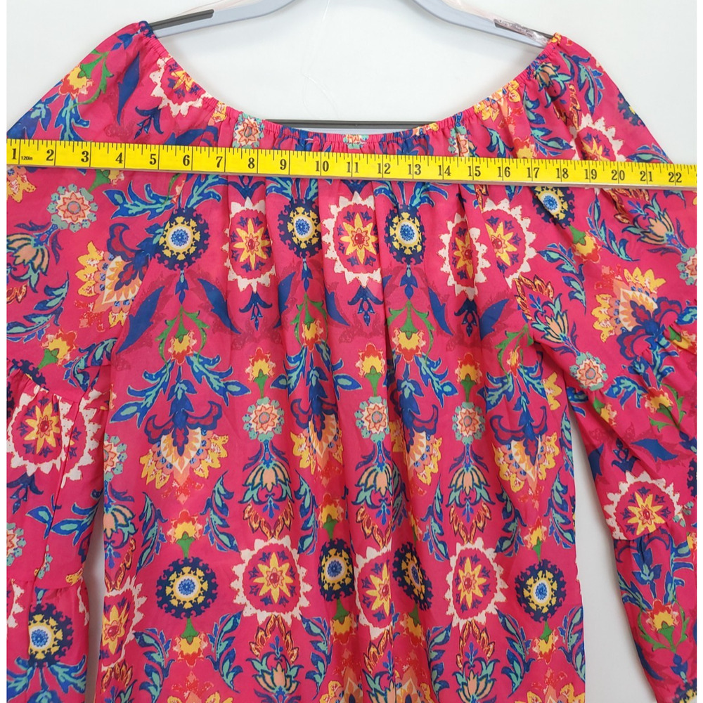 Flying Tomato Tunic Tiered Sleeve Floral Fuchsia Oversize Women S Beachy Resort - Picture 7 of 11